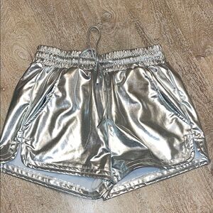 Metallic Silver Women's Shorts